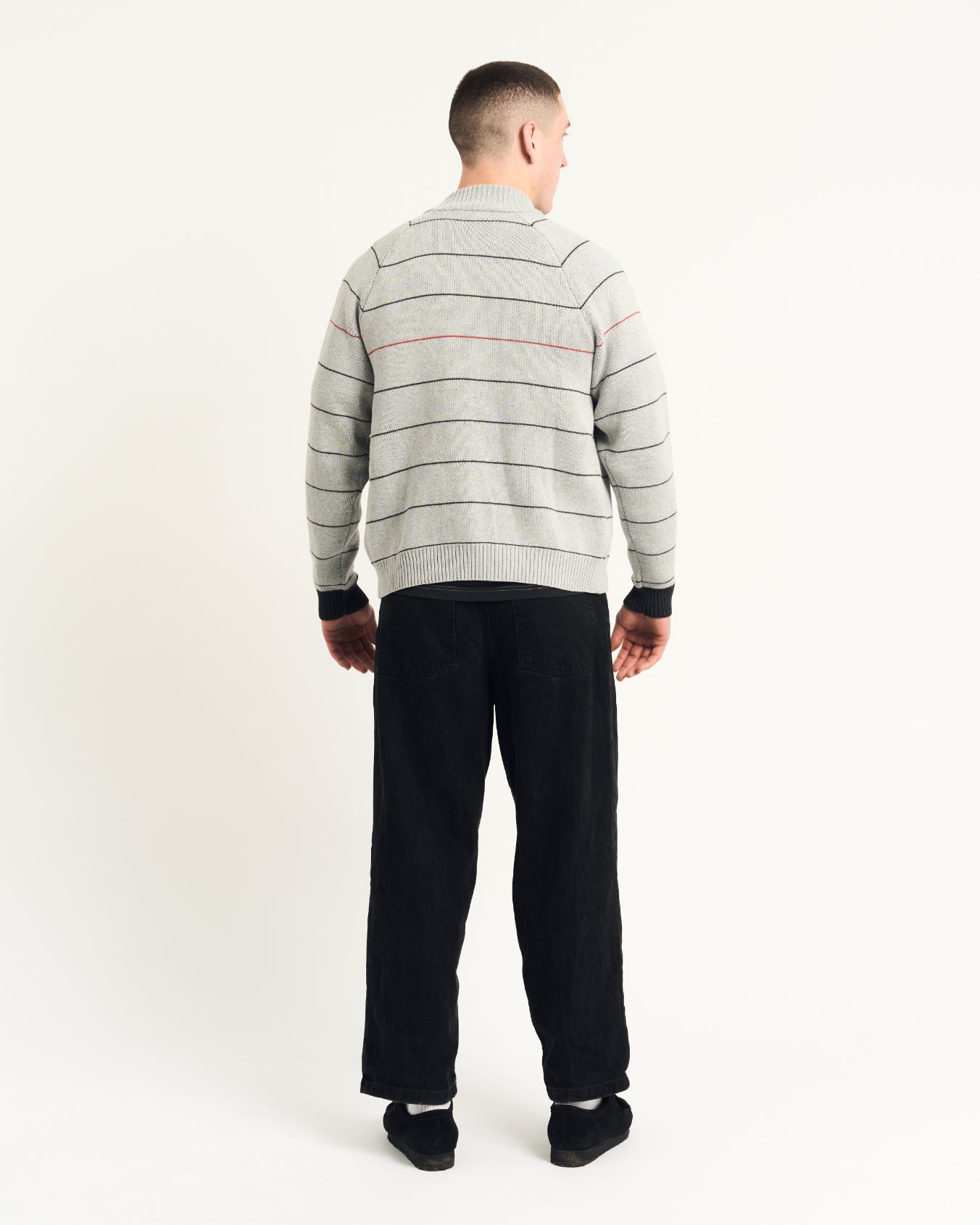 Striped Track Knit - Grey