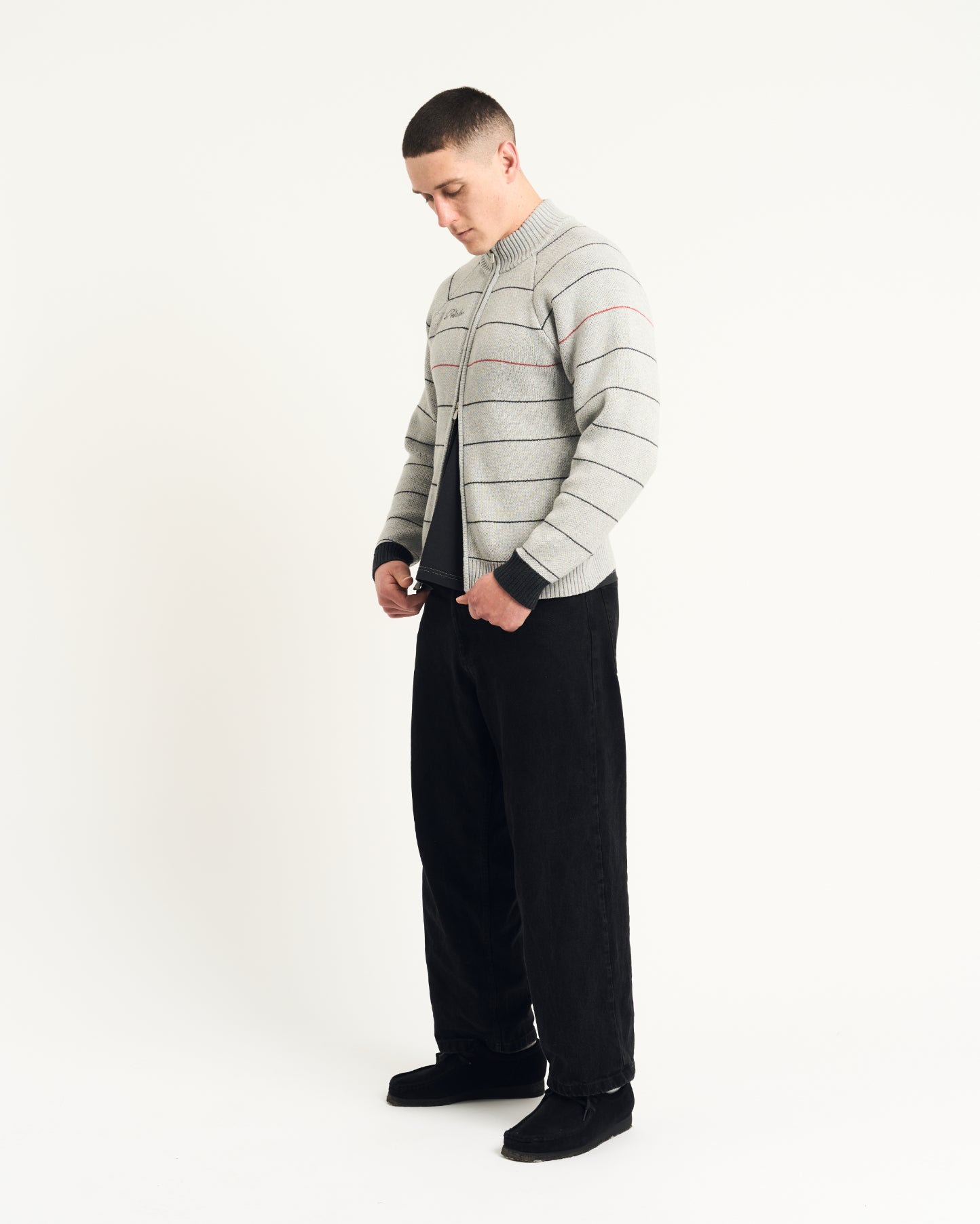 Striped Track Knit - Grey
