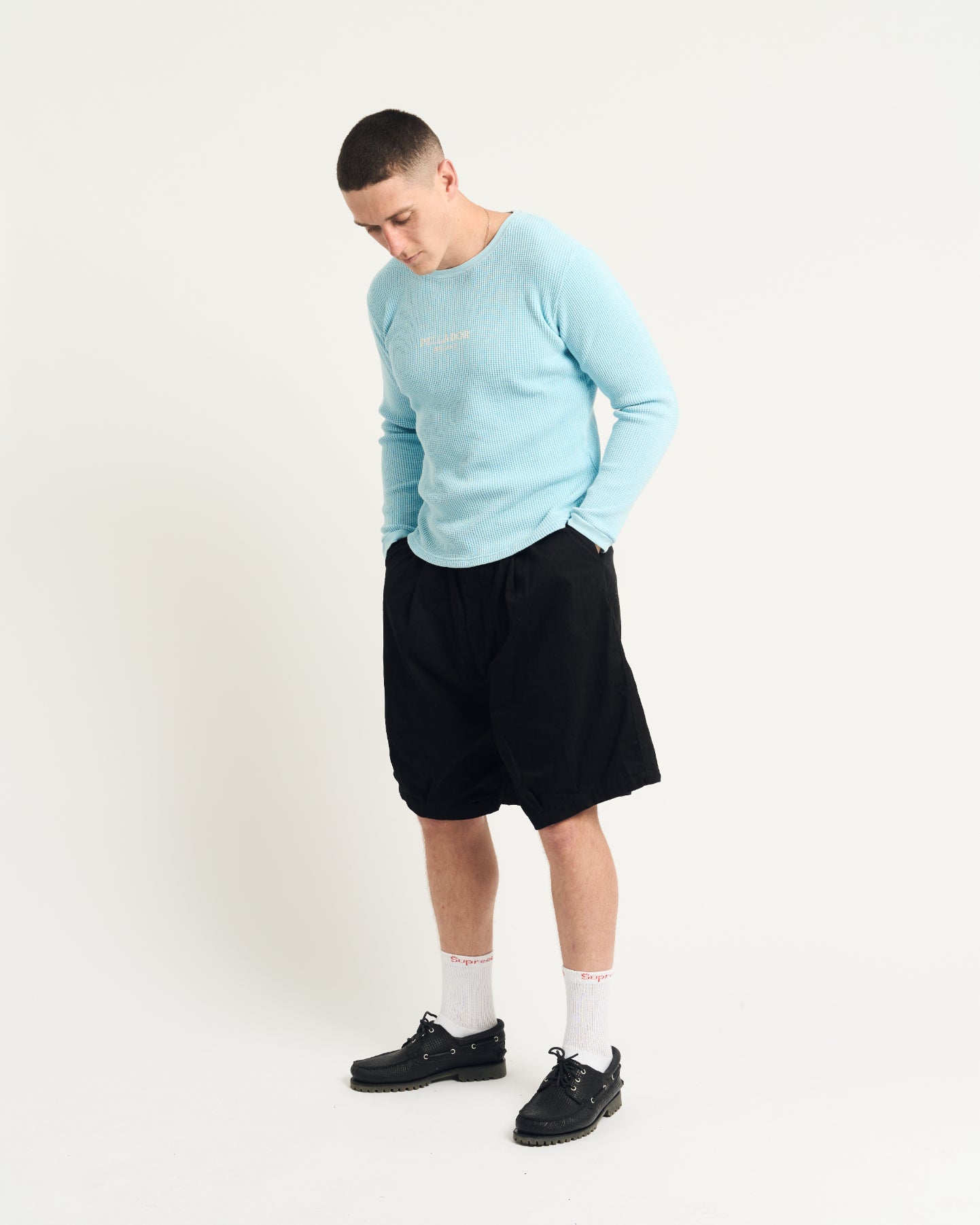 Pellador Ireland L/S Waffle Crew- Blue