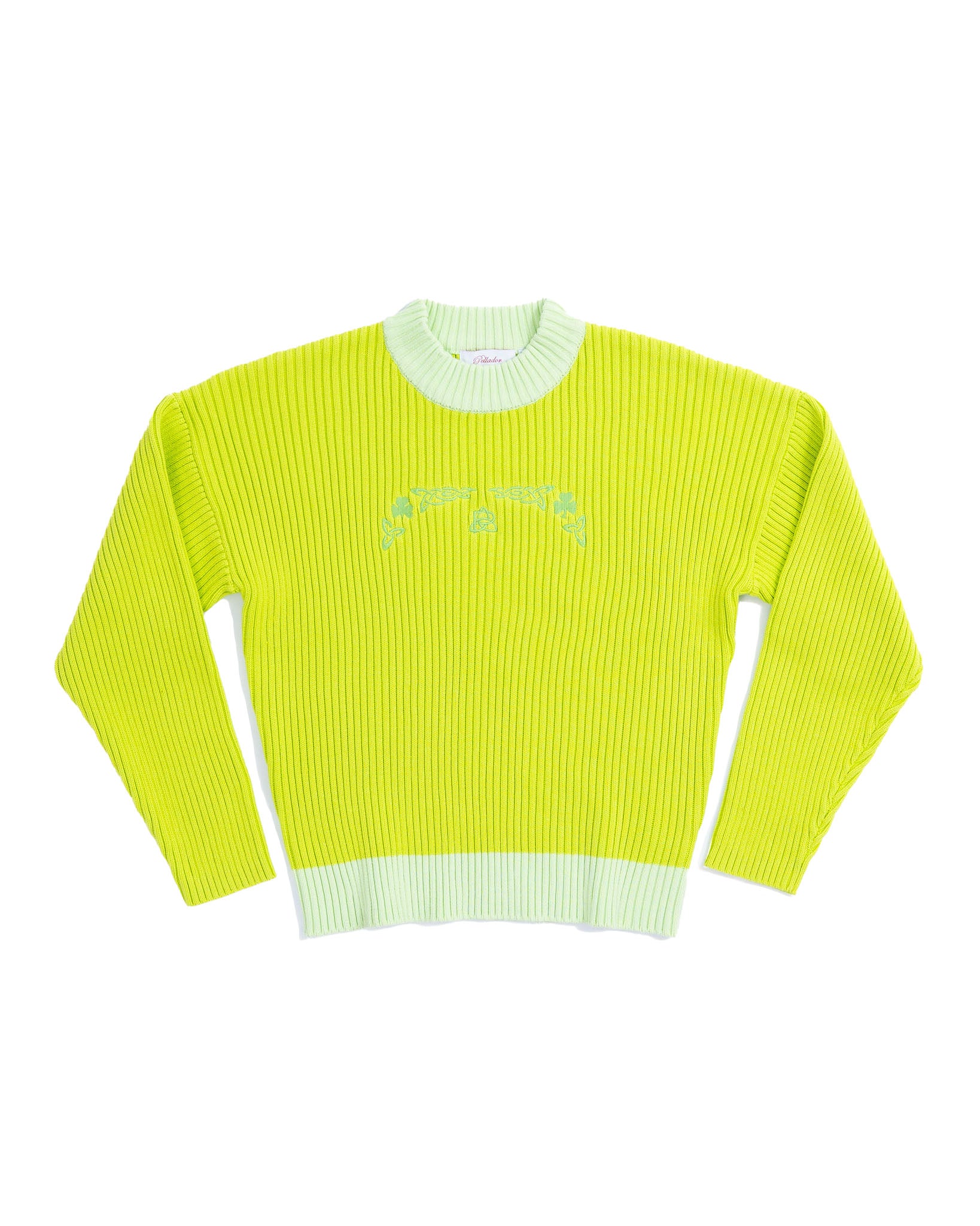 Embroidered Ribbed Knit Luminous Yellow