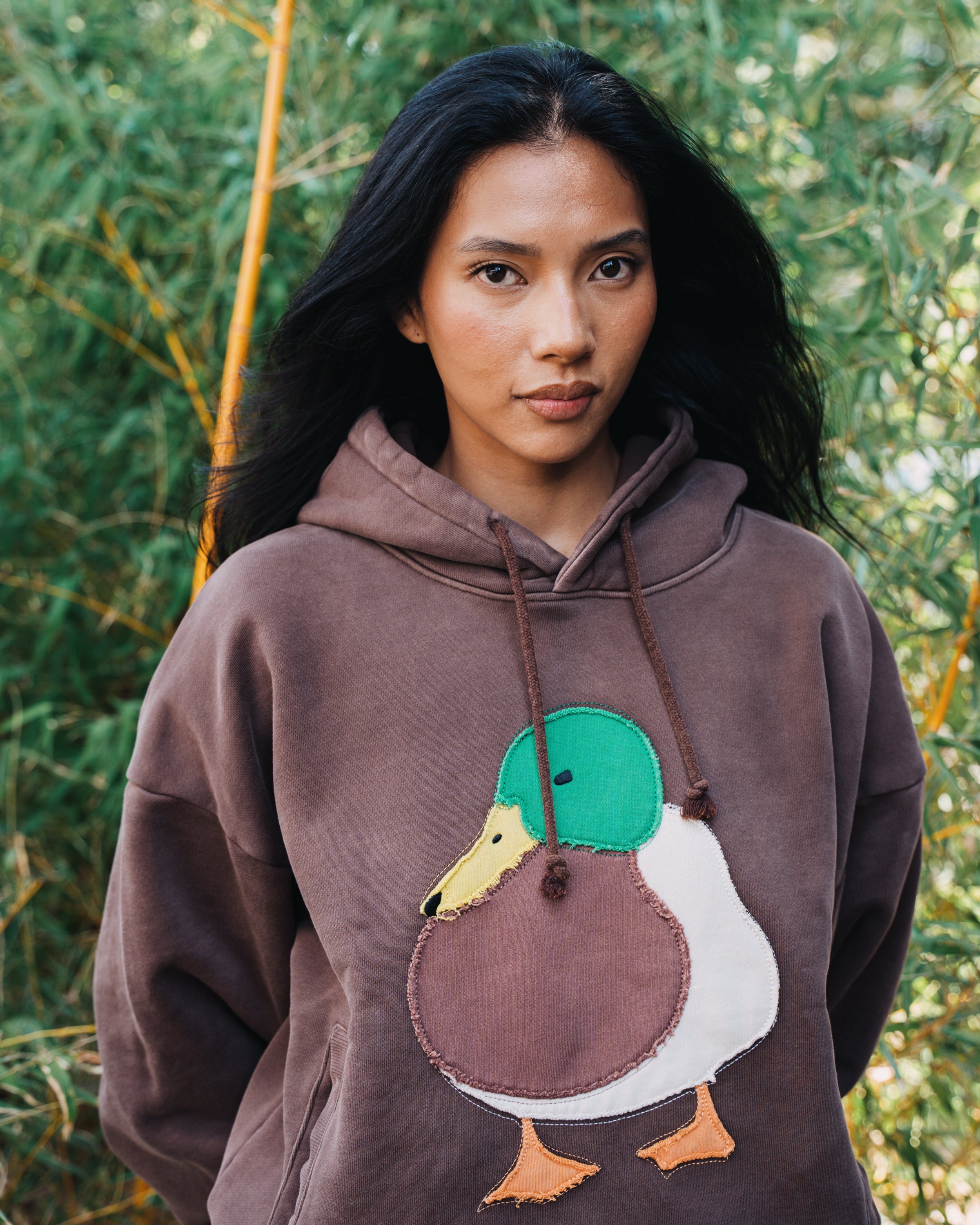 Duck Appliqué Hoodie - Brown