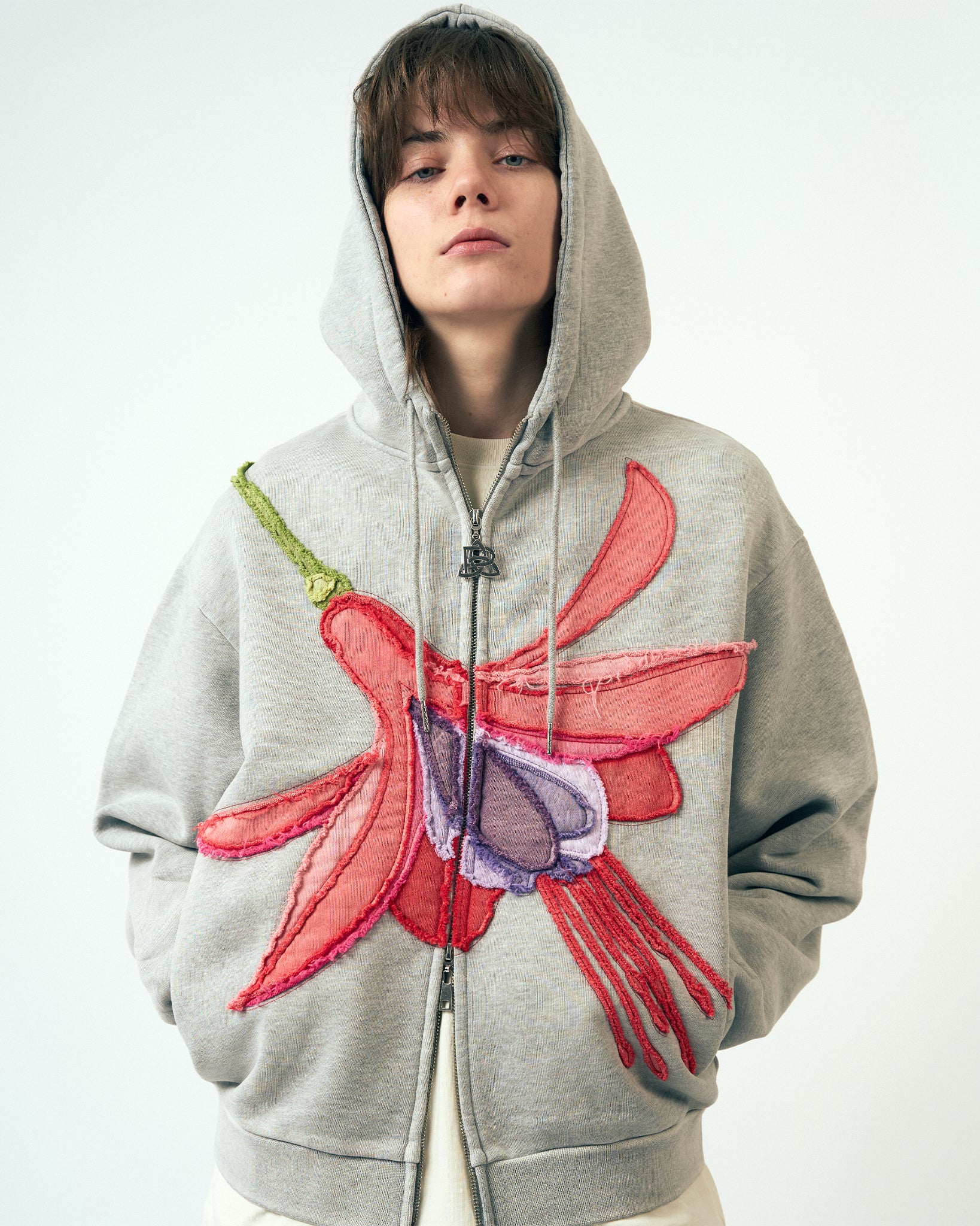 Fuchsia Hoodie - Heather Grey