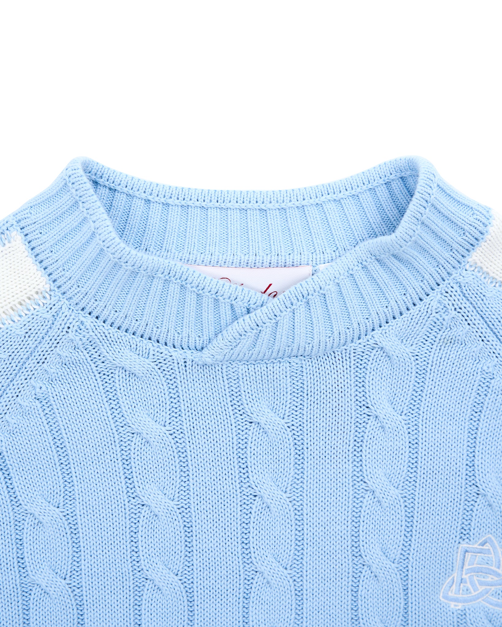 Overlap Collar Cable Knit - Blue