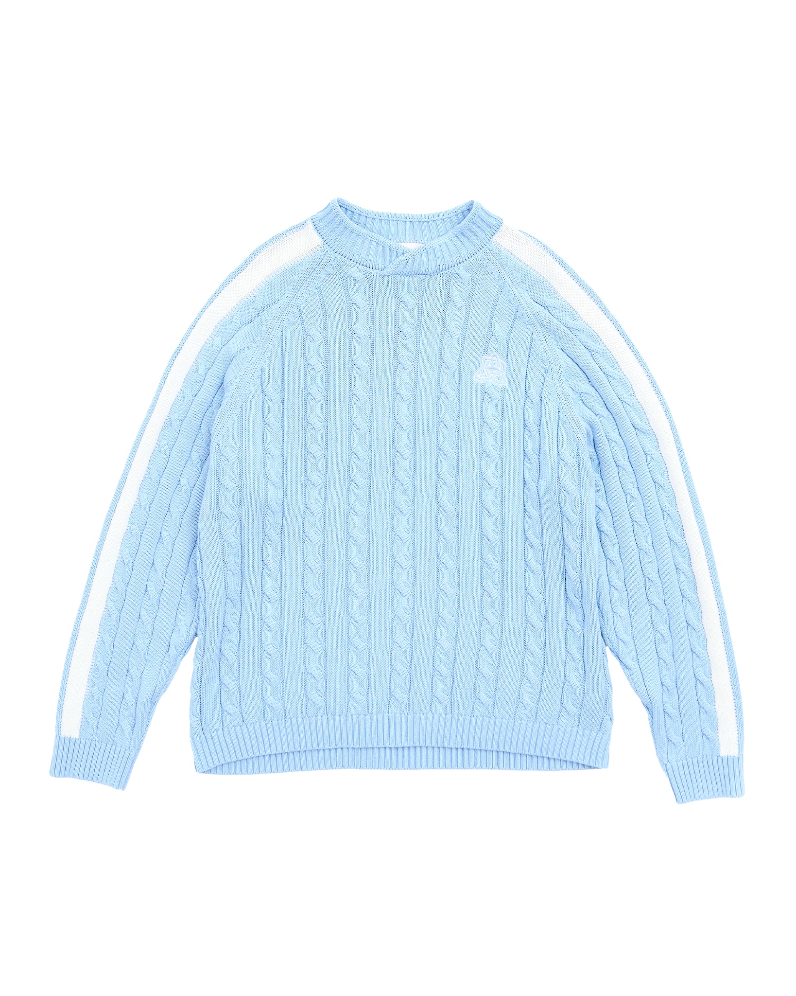 Overlap Collar Cable Knit - Blue