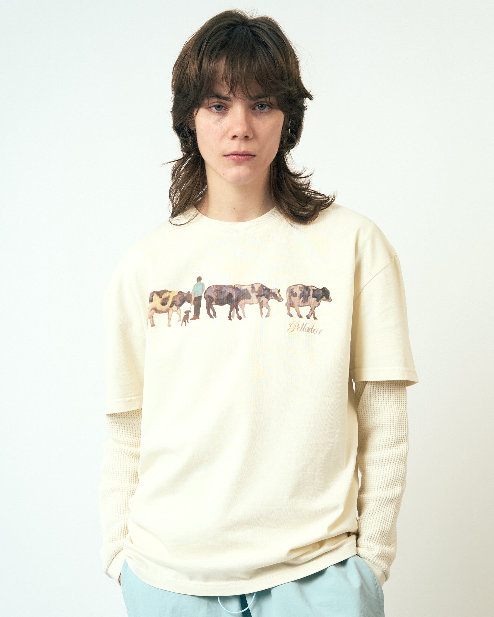 Cow Painted Tee - Beige