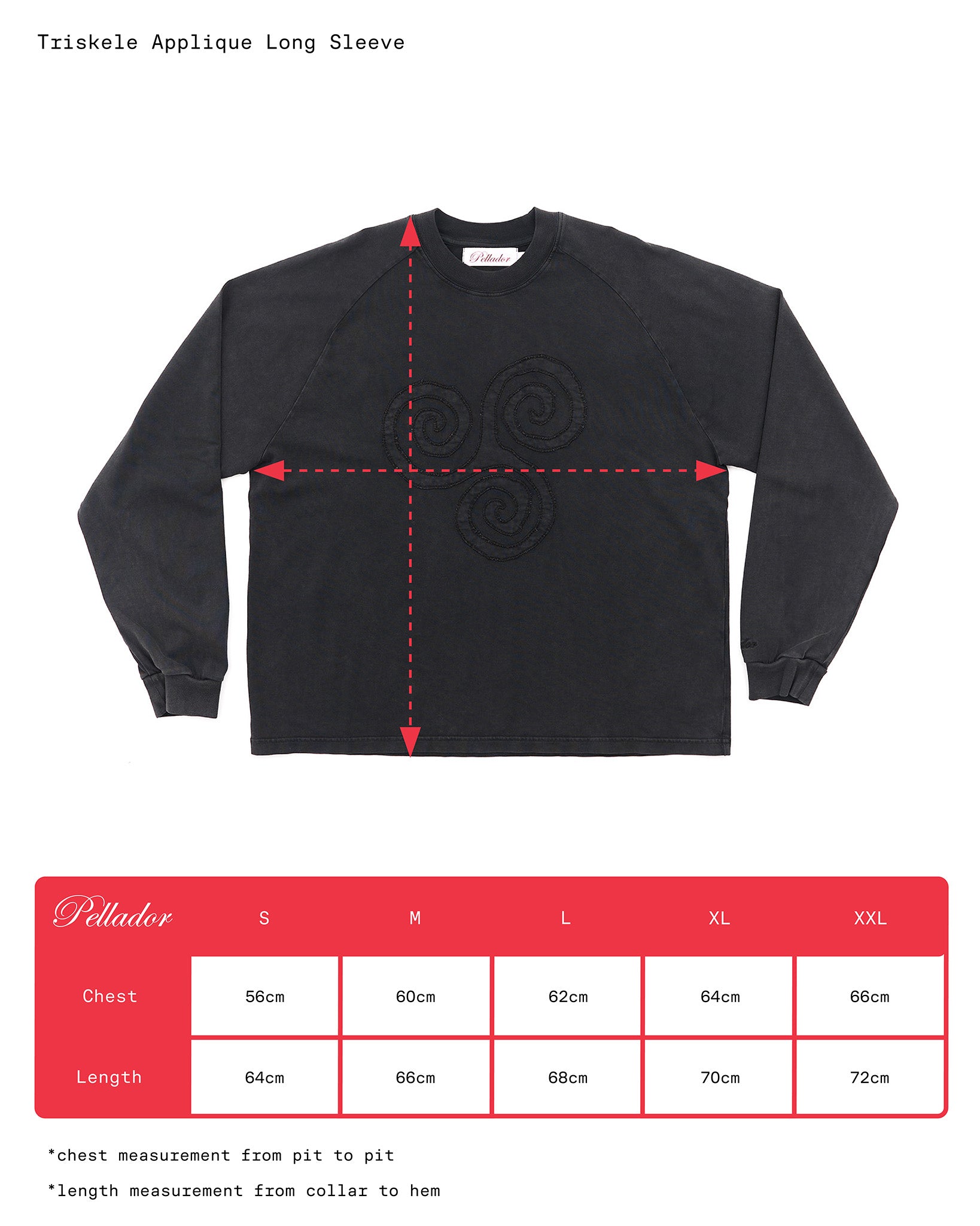 Triskele Appliqué L/S - Washed Black