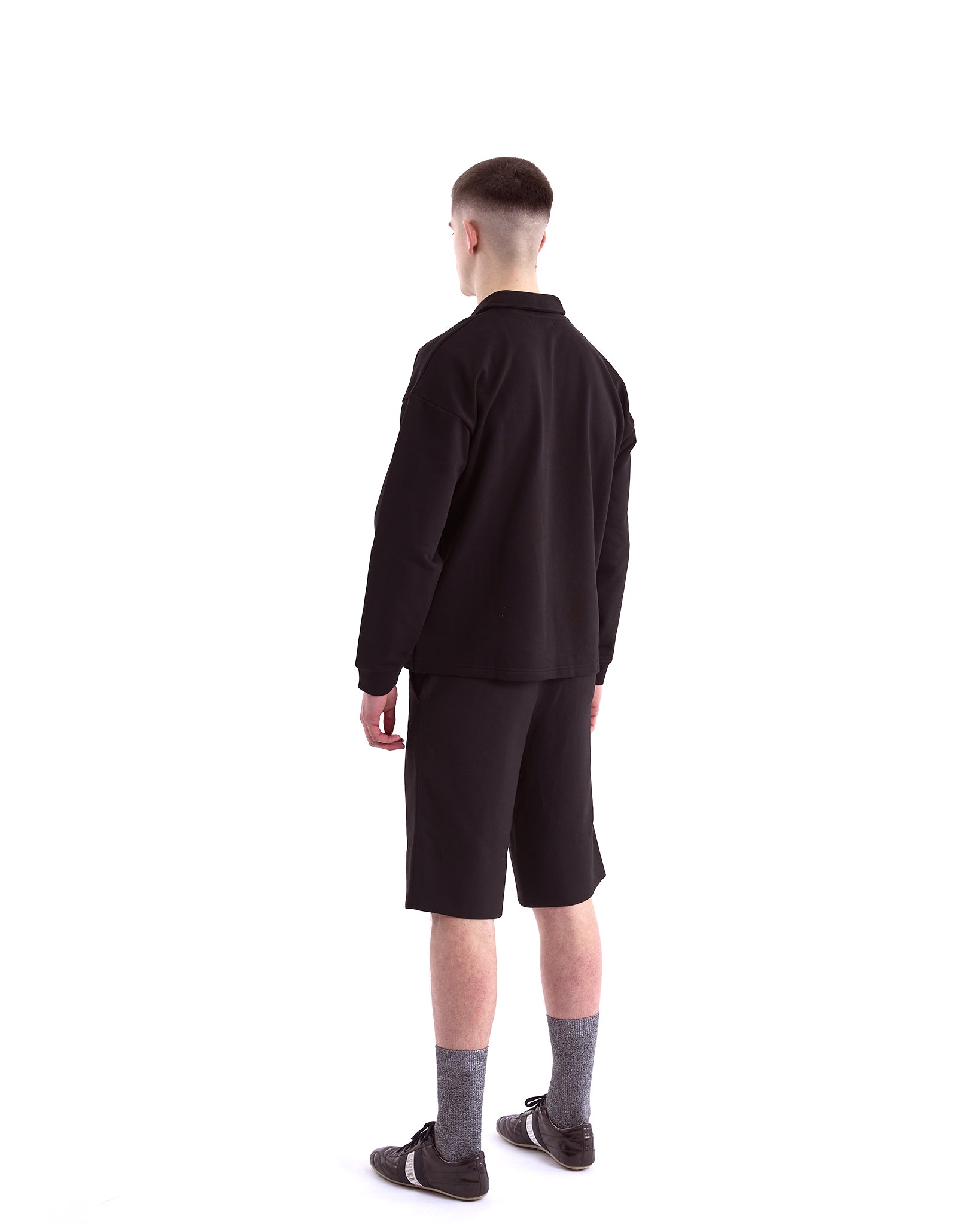 Polo Collar Sweatshirt Black