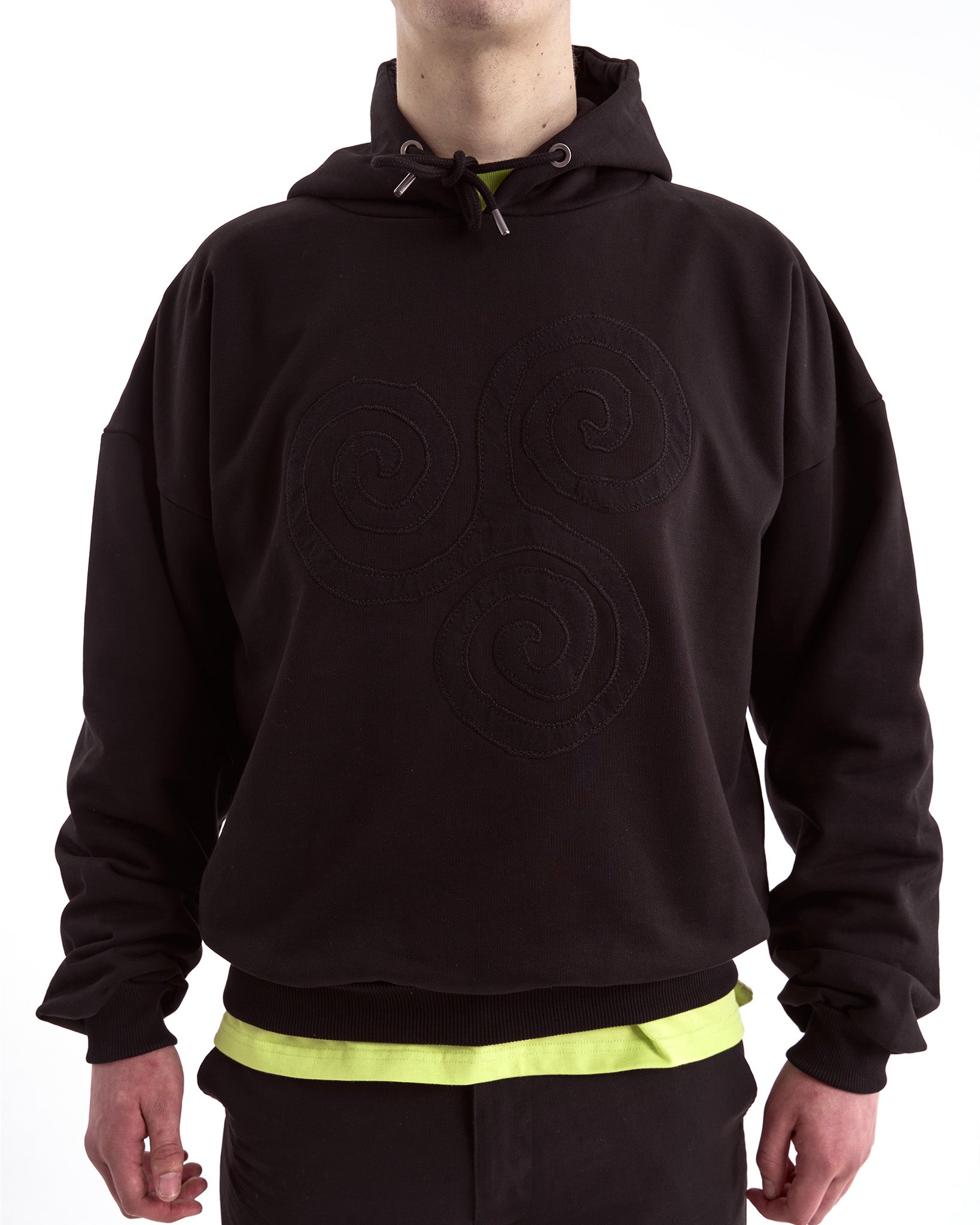 Triskele Appliqué Hoodie - Black on Black