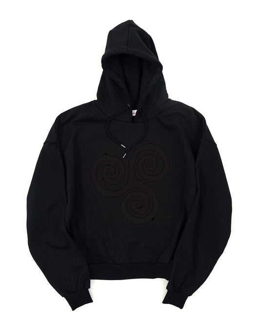 Triskele Appliqué Hoodie - Black on Black