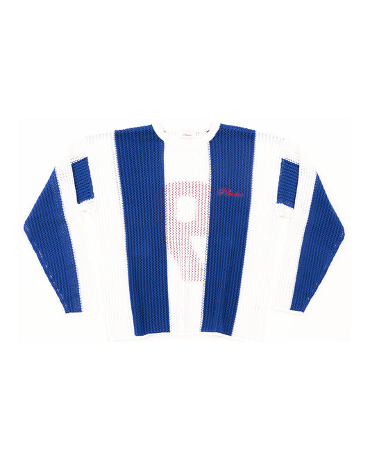Blue & White Crochet Knit
