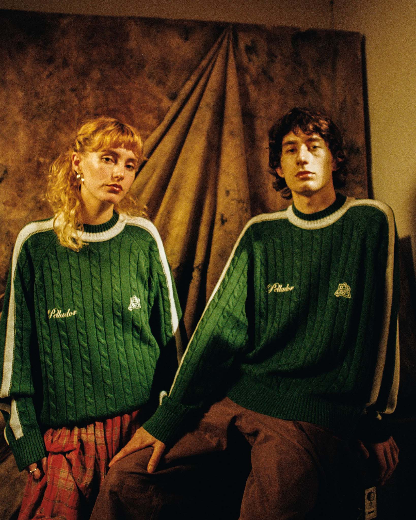 Round Neck Cable Knit Green
