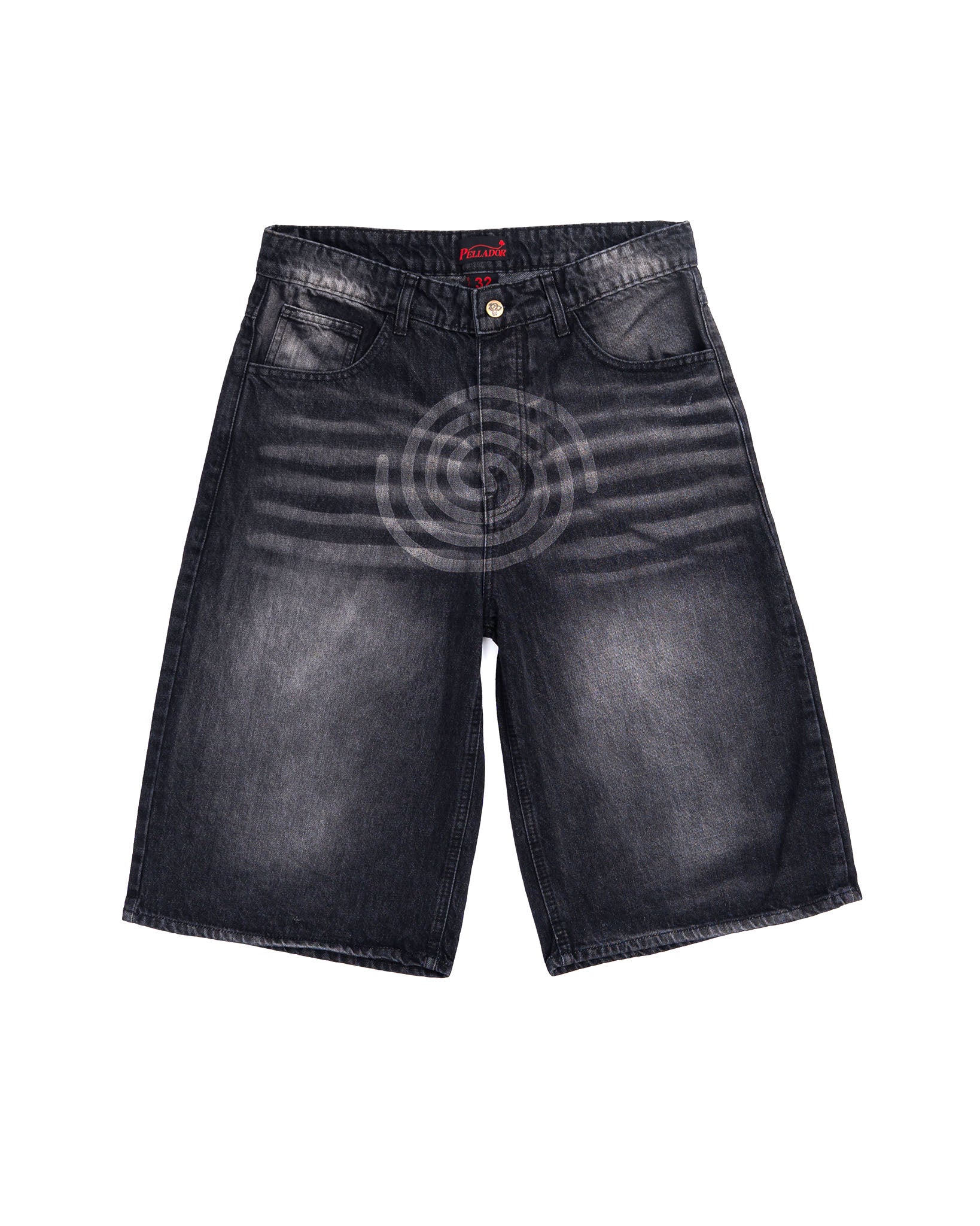 Spiral Engraved Jorts - Washed Black