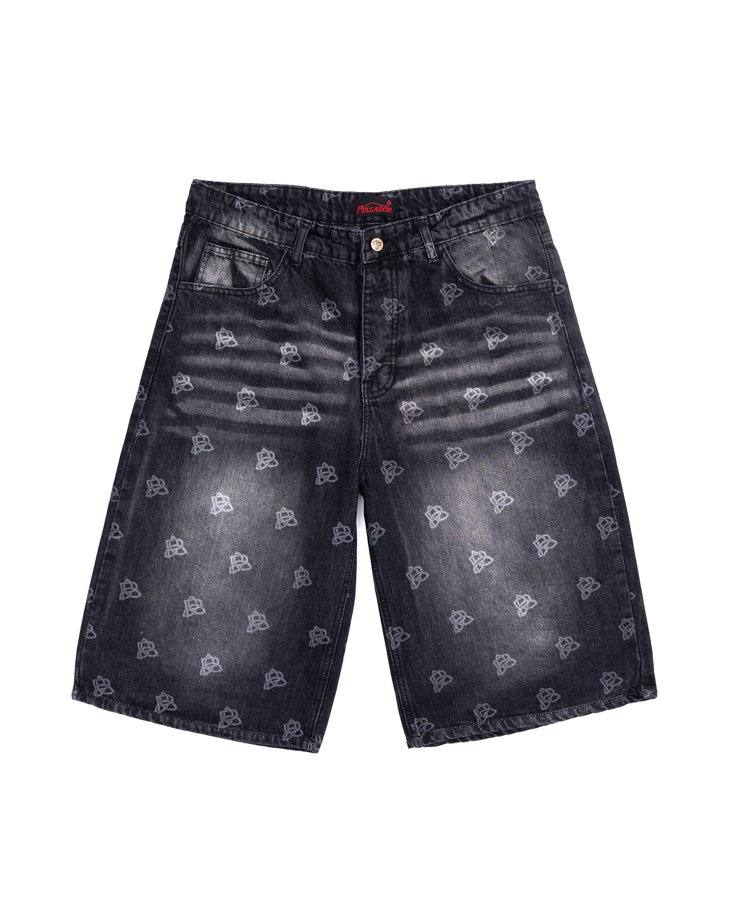 P Knot Logo Engraved Jorts - Washed Black