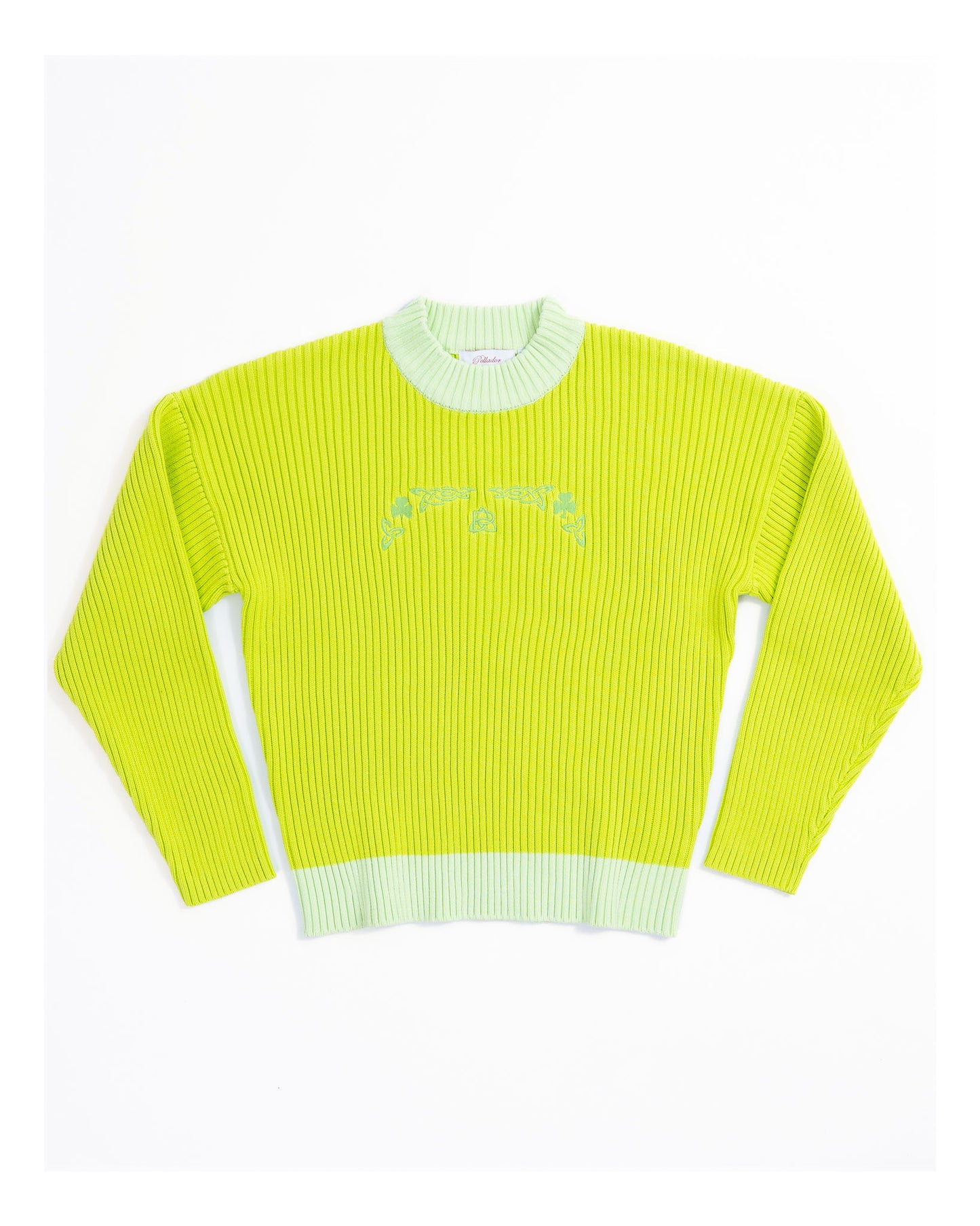 Embroidered Ribbed Knit Luminous Yellow