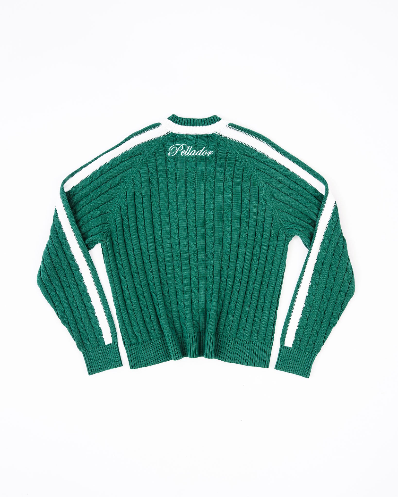 Round Neck Cable Knit Green