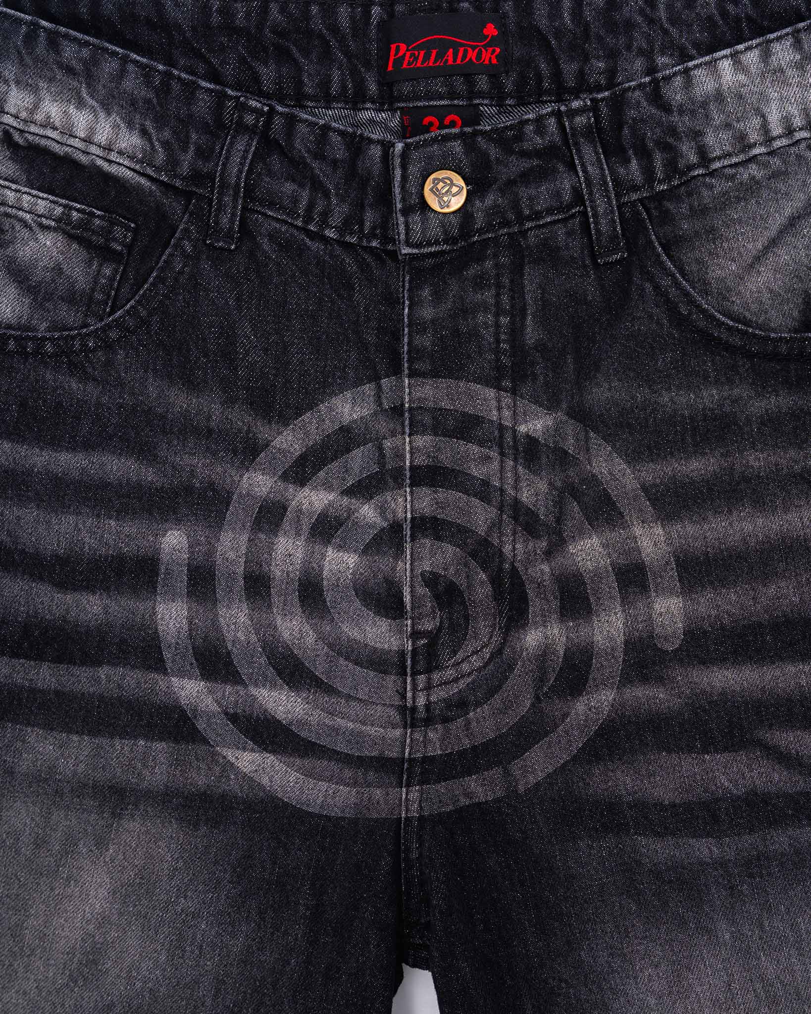Spiral Engraved Jorts - Washed Black